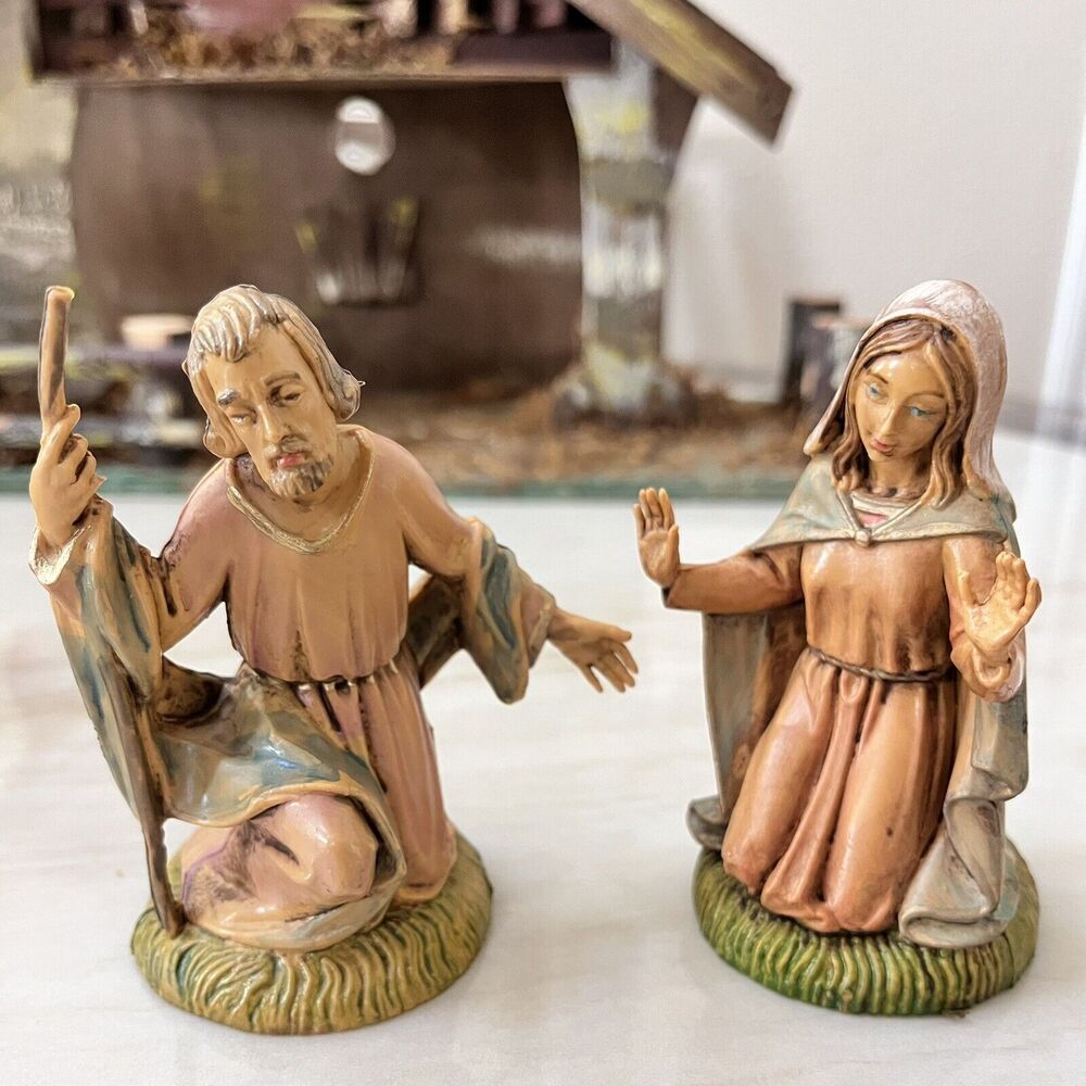 Vintage Large Nativity Mary Joseph Manger Figurine Made in Italy Replacement